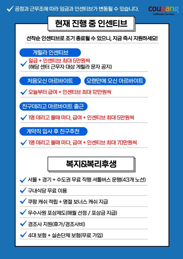 [쿠팡풀필먼트서비스(유)] [신규인센티브] 미니박스 분류 (동반가능/즉시근무) - 사람인